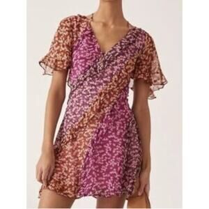 NWT ANTHROPOLOGIE Pink Floral Print Mini Dress SZ Medium MSRP $148